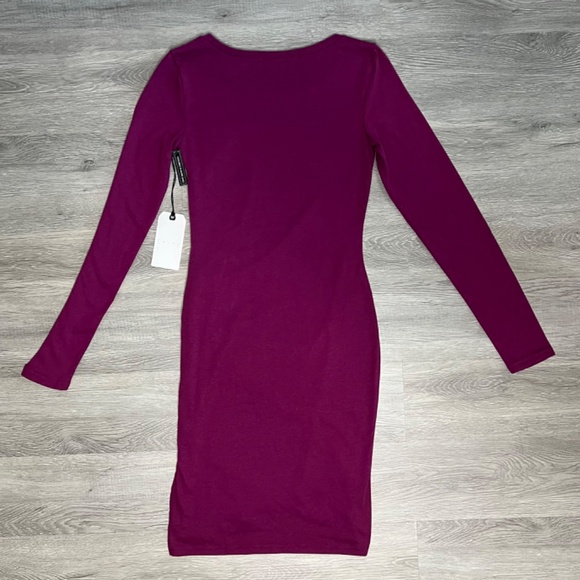 Leith Ruched Long Sleeve Dress - Purple Magenta -Size Small - Picture 8 of 11